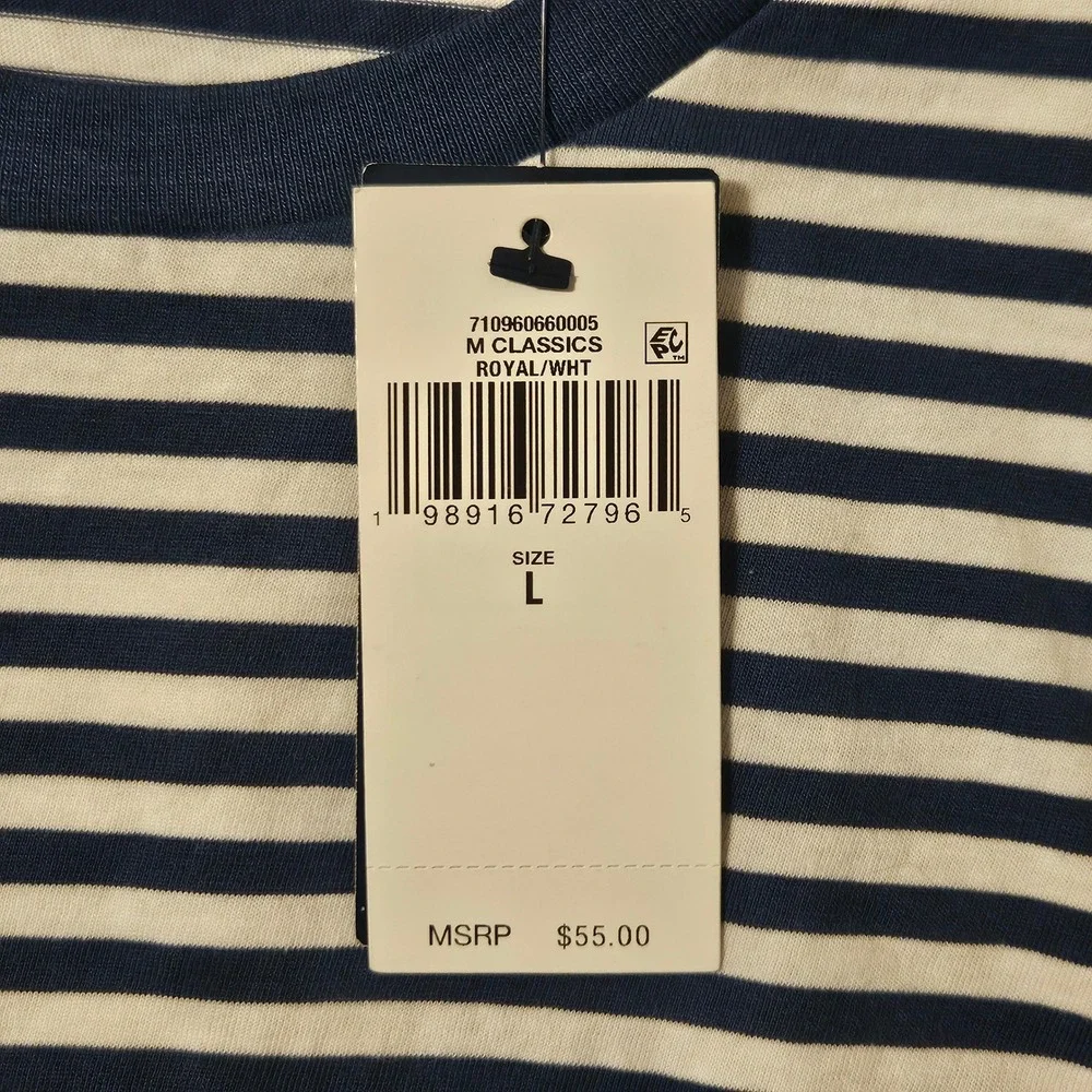 Polo Ralph Lauren Mens Classic Fit Striped T-Shirt Royal Blue White Large NWT